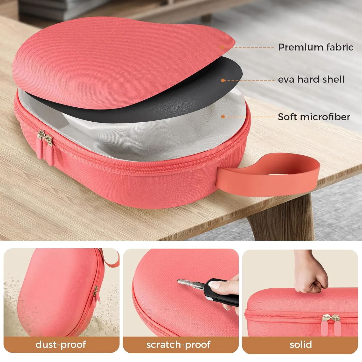 CoBak Hard Carrying Case for Meta Quest 3 - Compact design, Multiple Compartments for Elite Version VR Headset, Controllers and Accessories, Travel with Protection, Pink