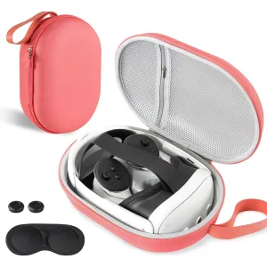 CoBak Hard Carrying Case for Meta Quest 3 - Compact design, Multiple Compartments for Elite Version VR Headset, Controllers and Accessories, Travel with Protection, Pink