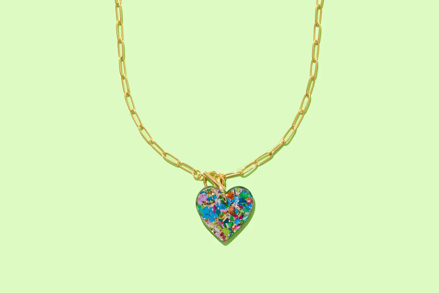 Colorful Confetti Heart Necklace