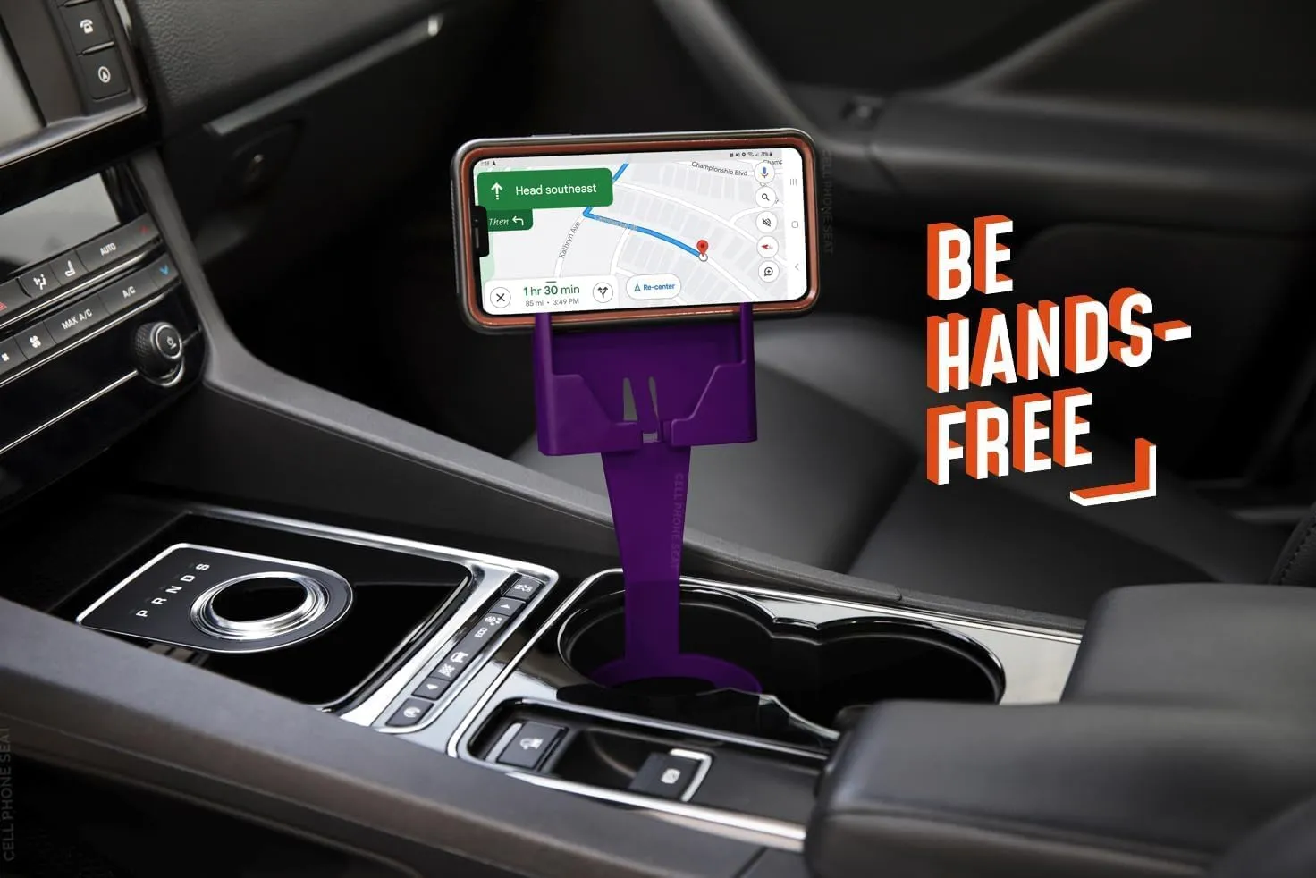 Cup Holder Phone Holders for Your Car Cupholder - Made in USA - Cup Holder Phone Mount for Car, Universal Compatible with All Smartphones, iPhone, Samsung, Google, Android Cellphone Stand Royal Purple