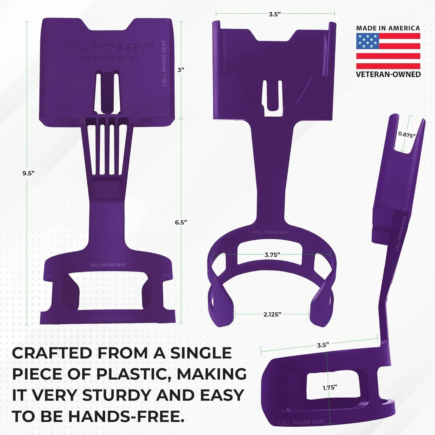 Cup Holder Phone Holders for Your Car Cupholder - Made in USA - Cup Holder Phone Mount for Car, Universal Compatible with All Smartphones, iPhone, Samsung, Google, Android Cellphone Stand Royal Purple