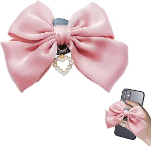 Cute Bow Phone Stands Fashion Cellphone Charm Grip Holder Universal Rotatable (Pink)