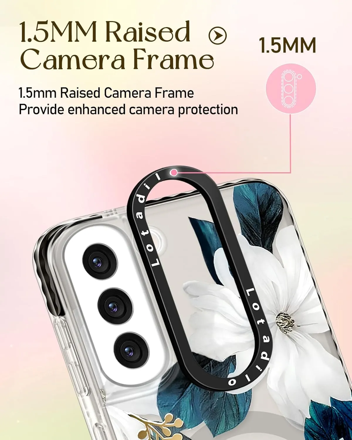 Cute Case for Samsung Galaxy S21 for Women Girls - Funny Design Compatible with Magsafe Magnetic Ring Holder Kickstand Art Blue Flower Fashion Pattern TPU Phone Covers