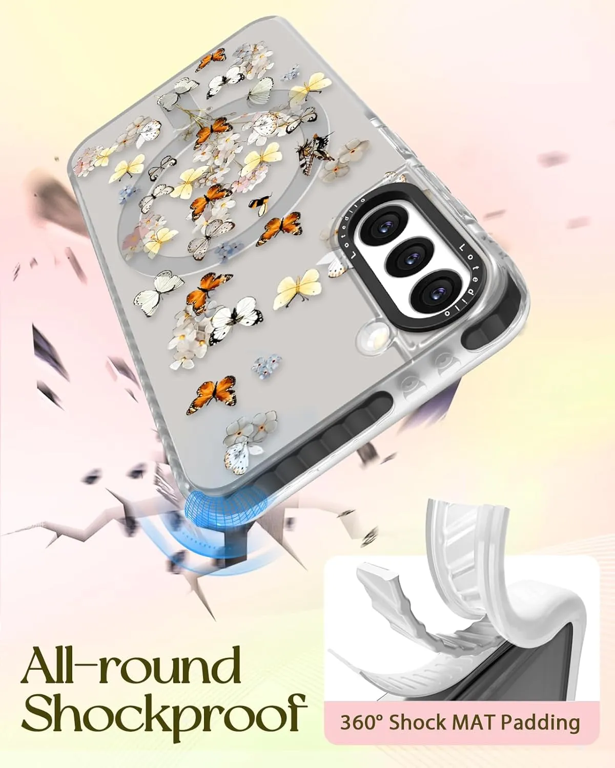 Cute Case for Samsung Galaxy S21 for Women Girls - Funny Design Compatible with Magsafe Magnetic Ring Holder Kickstand Art Butterfly Flower Fashion Pattern TPU Phone Covers