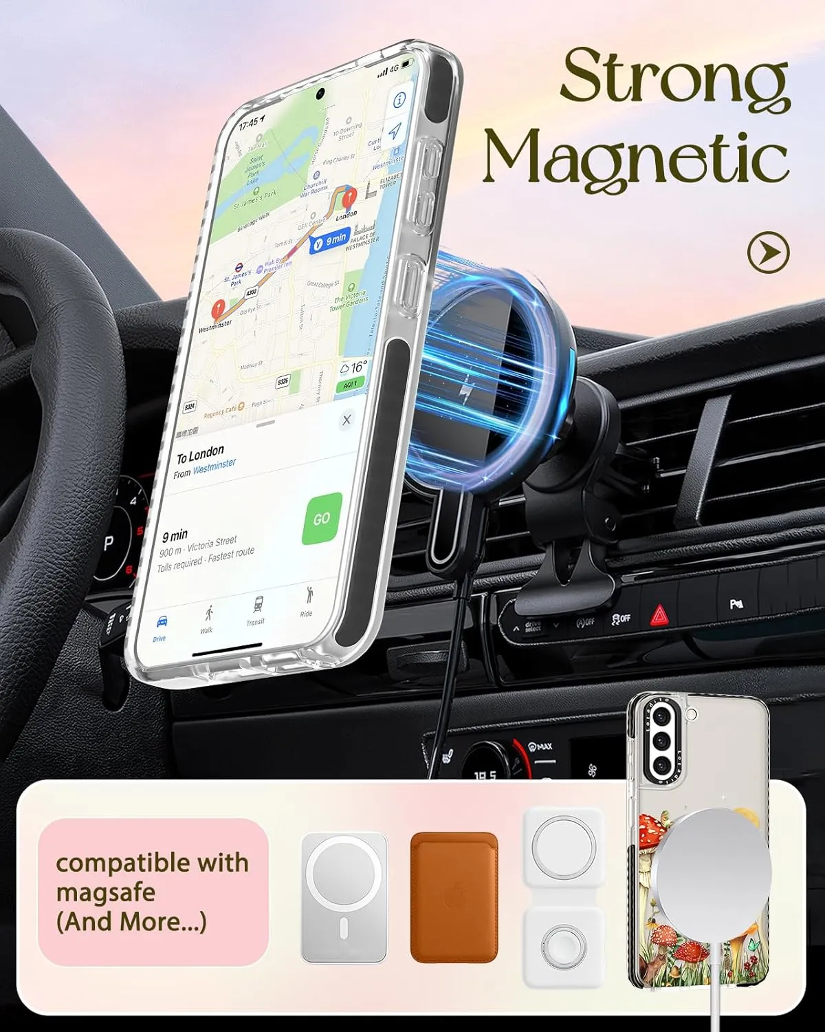 Cute Case for Samsung Galaxy S21 for Women Girls - Funny Design Compatible with Magsafe Magnetic Ring Holder Kickstand Art Butterfly Mogu Fashion Pattern TPU Phone Covers