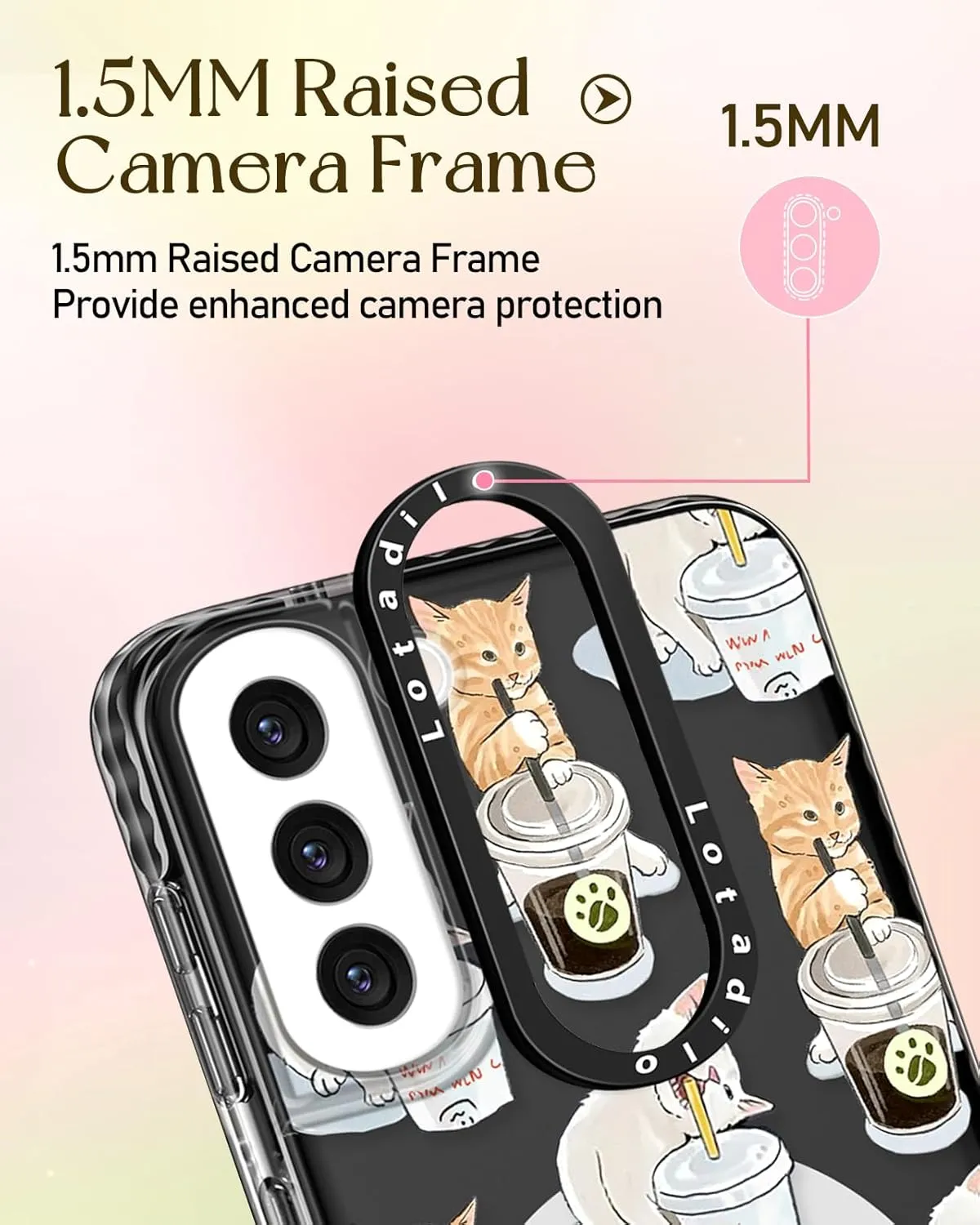 Cute Case for Samsung Galaxy S21 for Women Girls - Funny Design Compatible with Magsafe Magnetic Ring Holder Kickstand Art Cat Cafei Fashion Pattern TPU Phone Covers