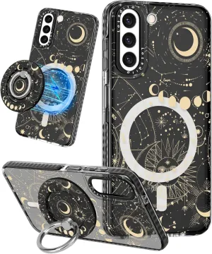 Cute Case for Samsung Galaxy S21 for Women Girls - Funny Design Compatible with Magsafe Magnetic Ring Holder Kickstand Art Constellation Fashion Pattern TPU Phone Covers