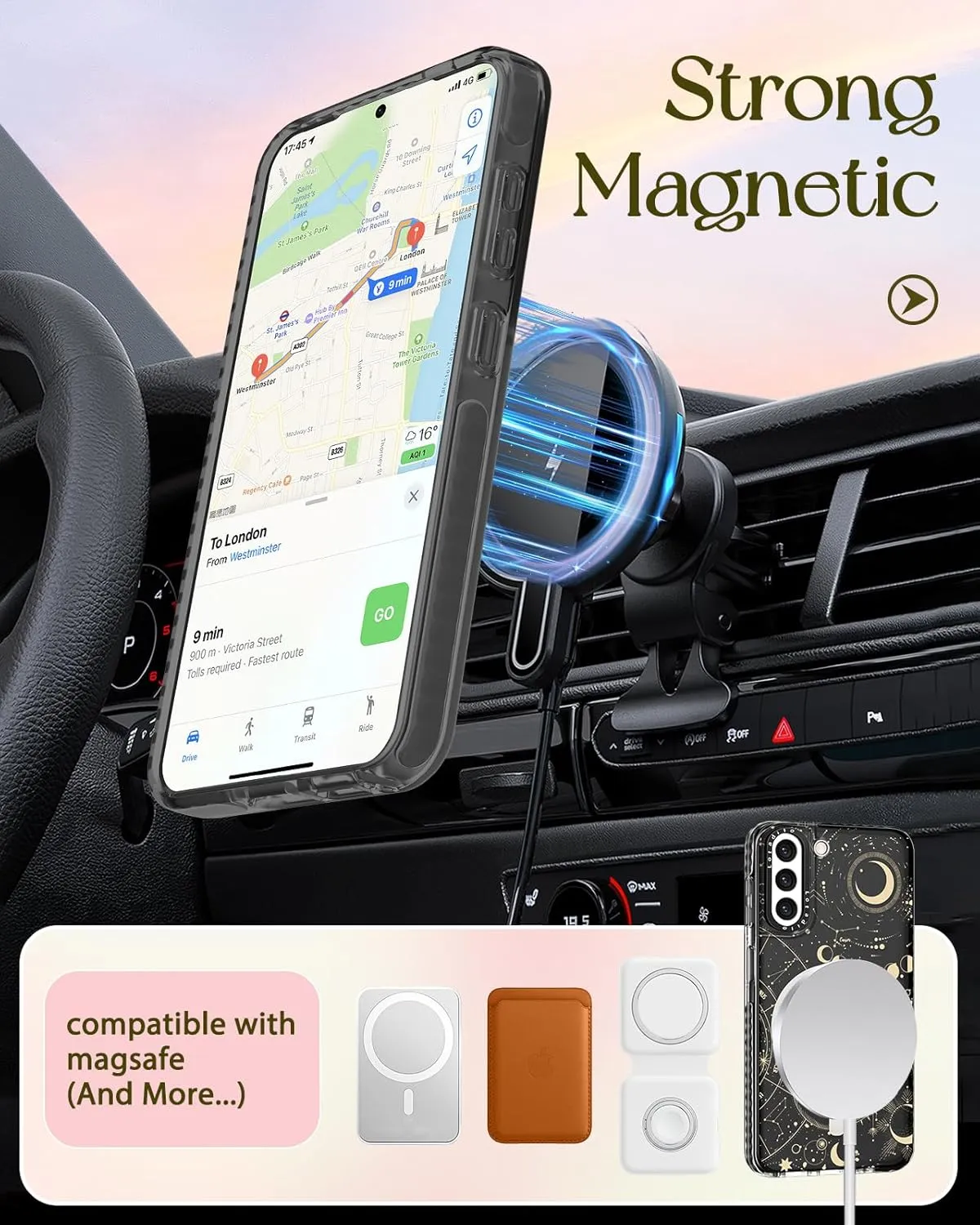 Cute Case for Samsung Galaxy S21 for Women Girls - Funny Design Compatible with Magsafe Magnetic Ring Holder Kickstand Art Constellation Fashion Pattern TPU Phone Covers