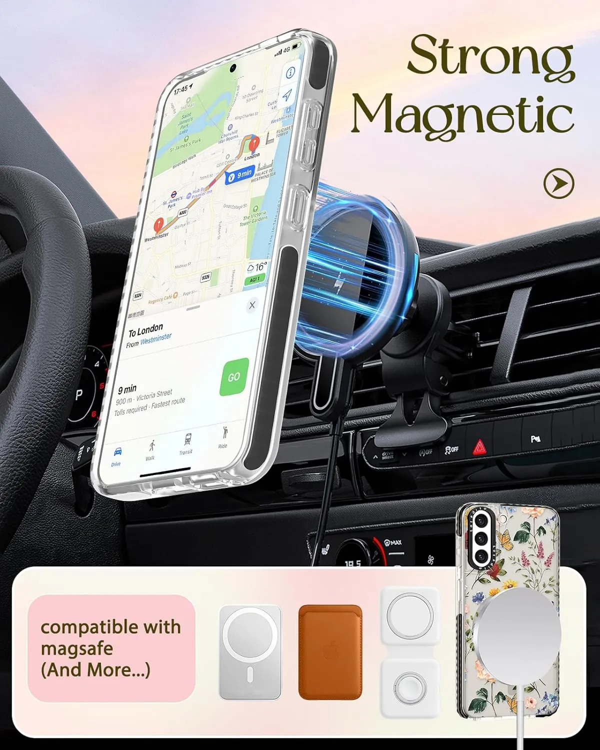 Cute Case for Samsung Galaxy S21 for Women Girls - Funny Design Compatible with Magsafe Magnetic Ring Holder Kickstand Art Retro Flower Fashion Pattern TPU Phone Covers