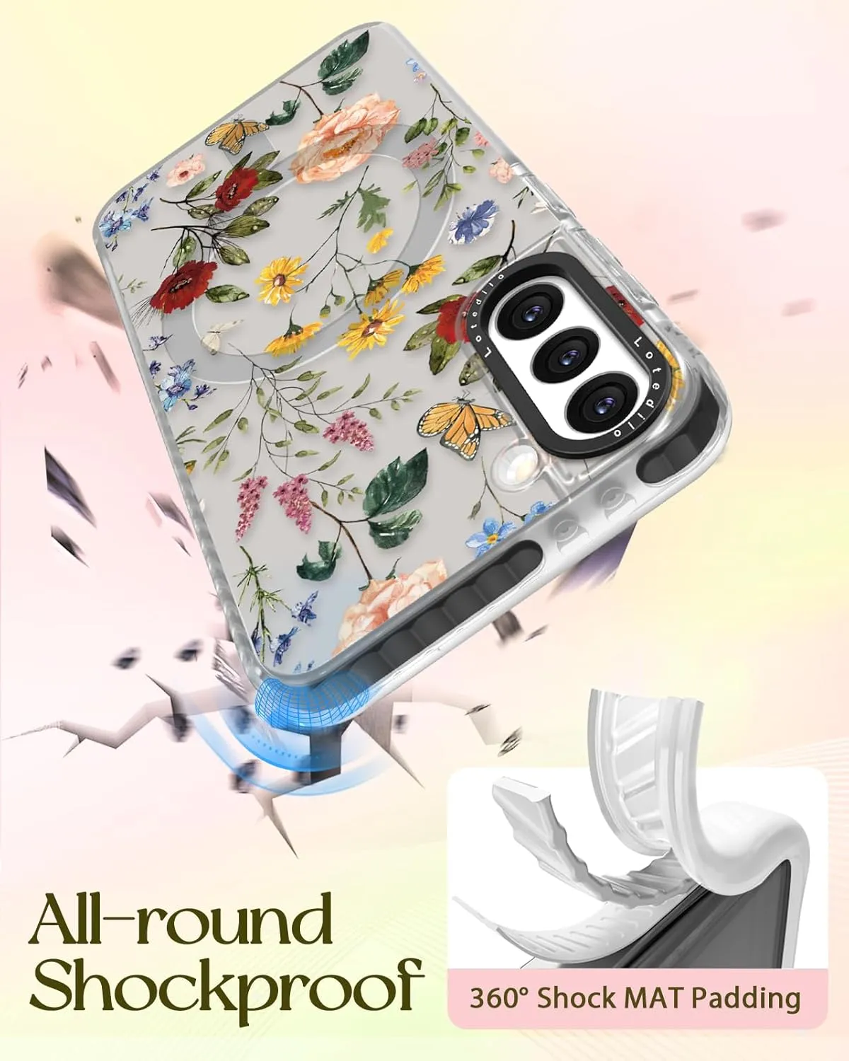 Cute Case for Samsung Galaxy S21 for Women Girls - Funny Design Compatible with Magsafe Magnetic Ring Holder Kickstand Art Retro Flower Fashion Pattern TPU Phone Covers