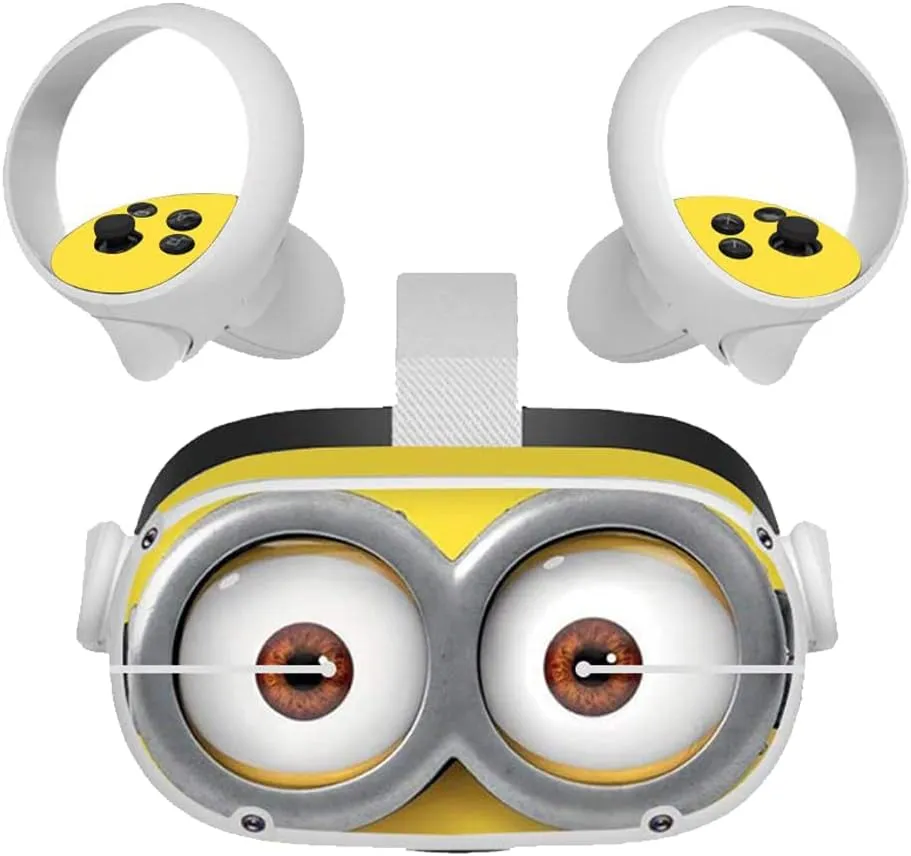 Cute Stickers Skin for Oculus Quest 2,VR Headsets and Controllers Sticker Protective Decal Accessories(Yellow)