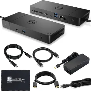 DELL WD19TBS Thunderbolt Dock Bundle - 1 Year Warranty, Dell Docking Station with 180W Power Adapter (130W Power Delivery)   HDMI Cable   DisplayPort Cable   USB C-C Cable   Microfiber Cloth (Renewed)