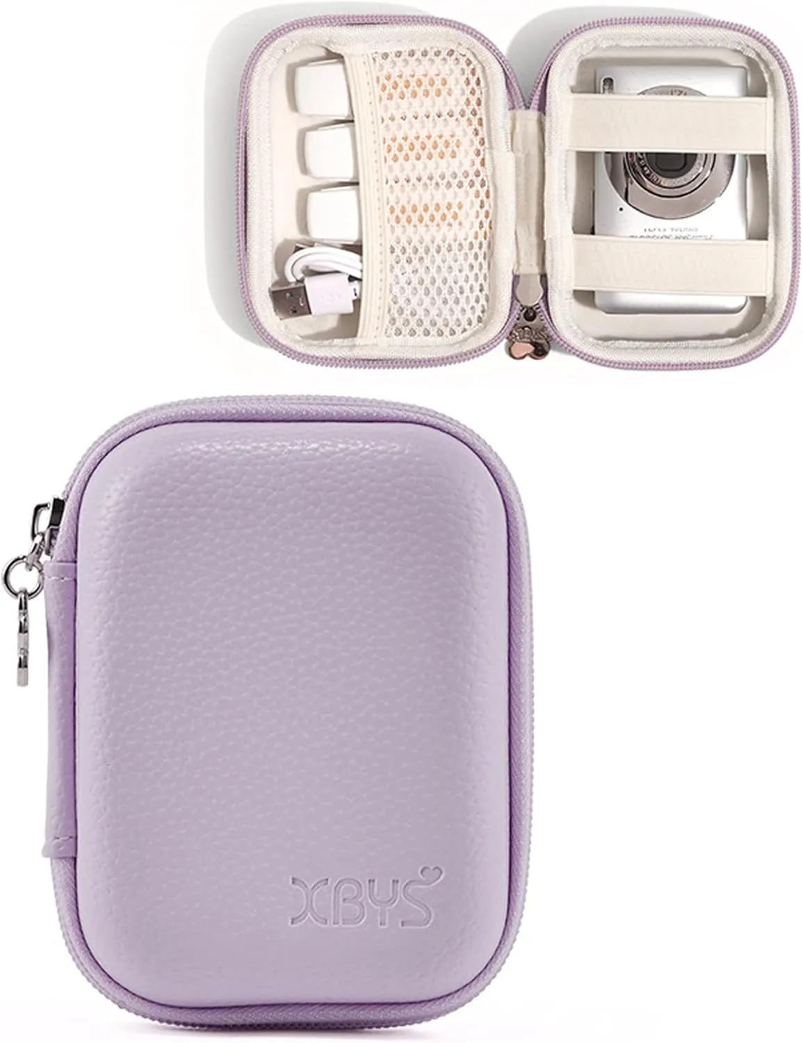 Digital Camera Case for CAMKORY, KODAK PIXPRO FZ45/FZ55, Canon IXUS 285 HS, Lecran, Small Travel Compact Camera Pouch with Mesh Pocket for Accessories SD Card (Purple)