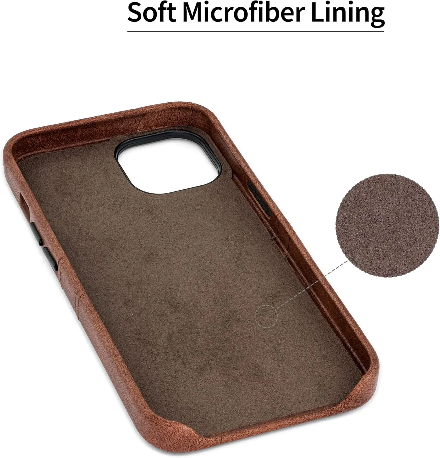 Dockem Card Case for iPhone 14 with Built-in Metal Plate for Magnetic Mounting & 2 Pockets: Exec M2 Premium Synthetic Leather Wallet Case (iPhone 14, Brown)