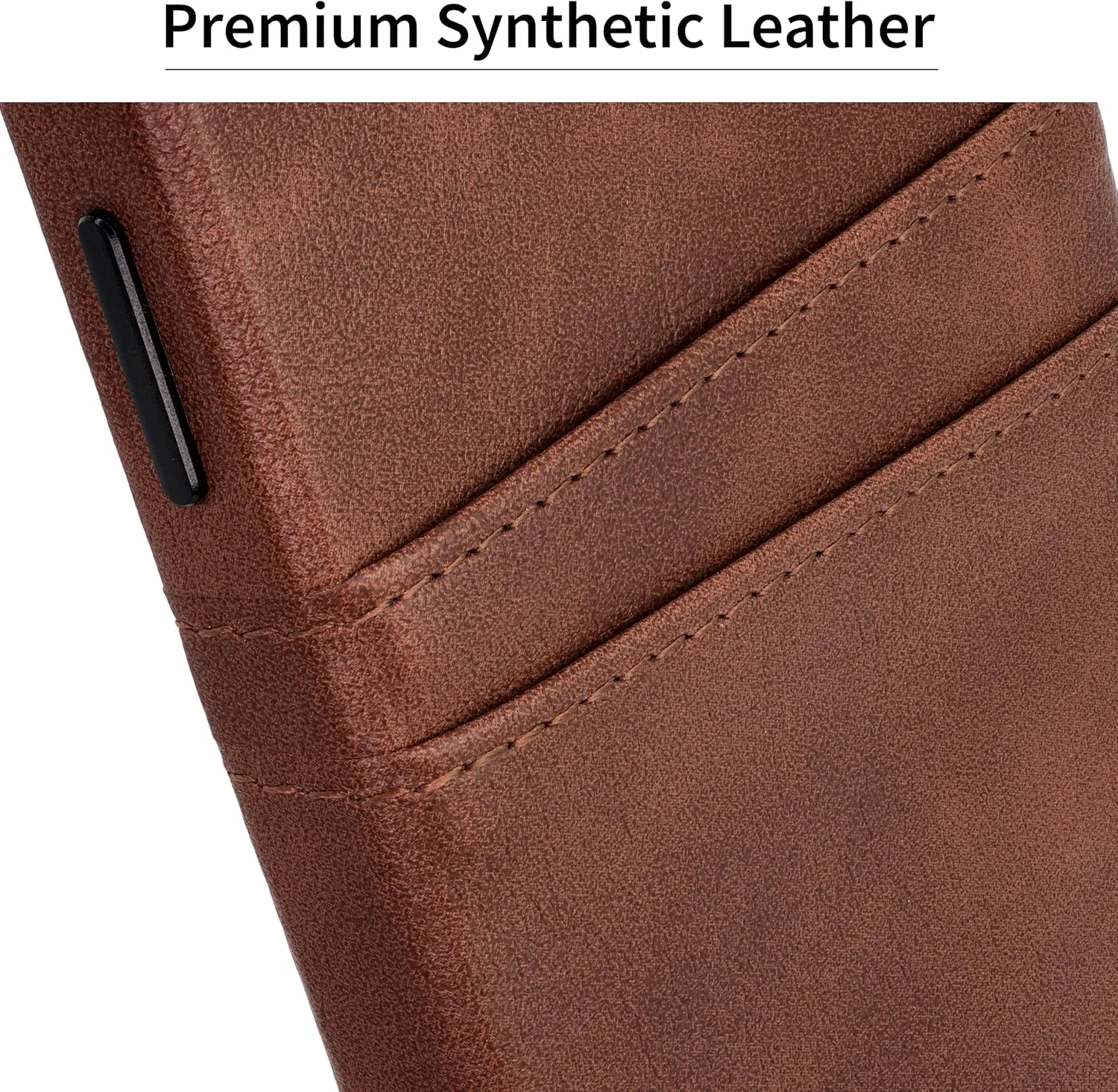 Dockem Card Case for iPhone 14 with Built-in Metal Plate for Magnetic Mounting & 2 Pockets: Exec M2 Premium Synthetic Leather Wallet Case (iPhone 14, Brown)
