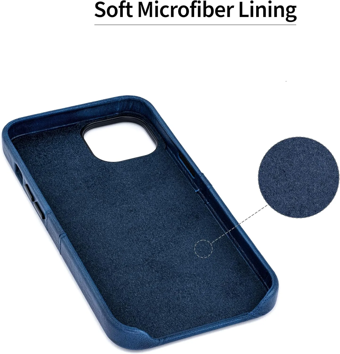 Dockem Card Case for iPhone 14 with Built-in Metal Plate for Magnetic Mounting & 2 Pockets: Exec M2 Premium Synthetic Leather Wallet Case (iPhone 14, Navy)