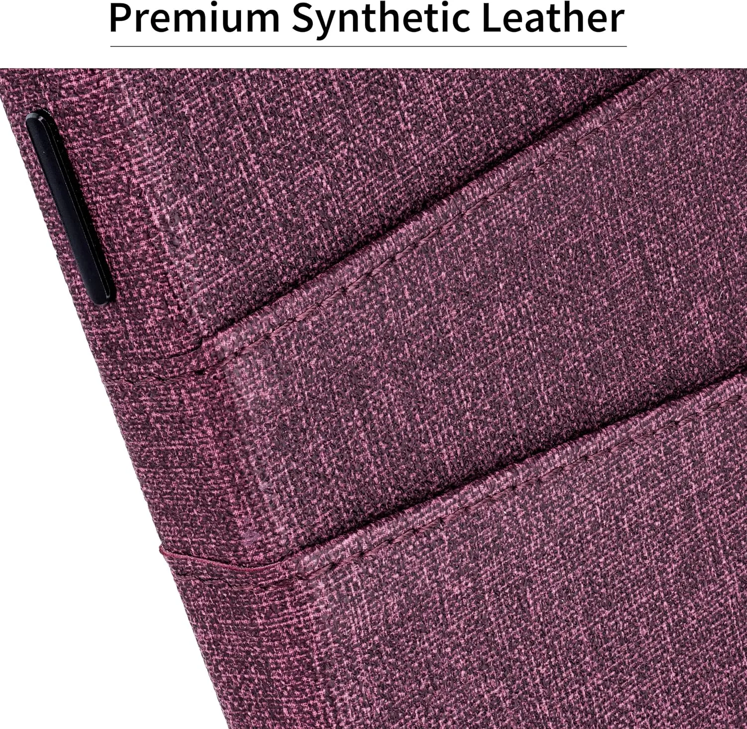 Dockem iPhone 14 Card Case with Built-in Metal Plate for Magnetic Mounting & 2 Card Holder Pockets: Luxe M2 Wallet, Canvas Style Synthetic Leather (iPhone 14, Burgundy)