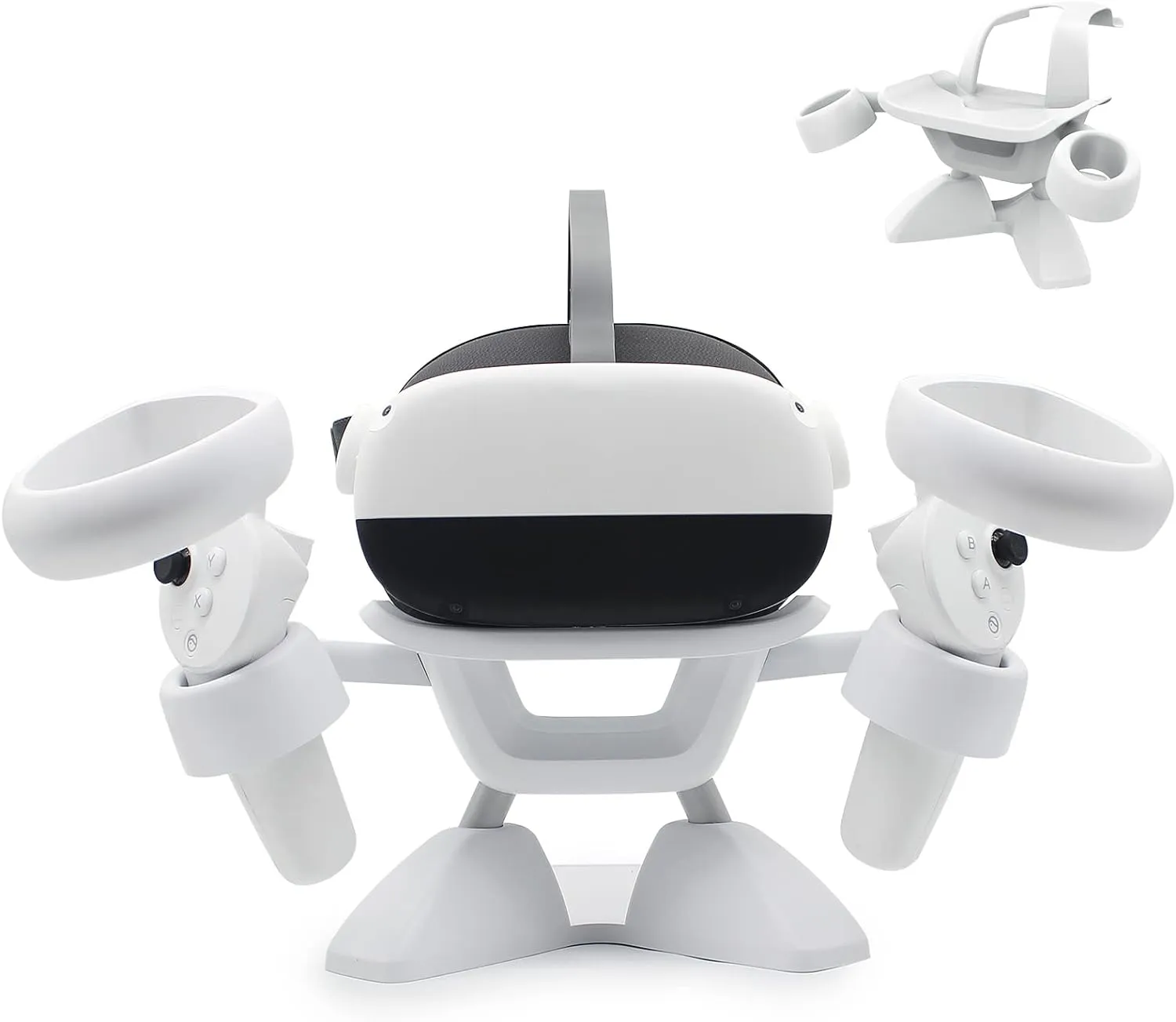 Dollox VR Stand, VR Headset Stand VR Display Holder Storage Virtual Reality Headset Desktop Display Stand for Oculus Quest 2, Quest, Rift, Rift S, Valve Index Headsets & Touch Controllers(White)