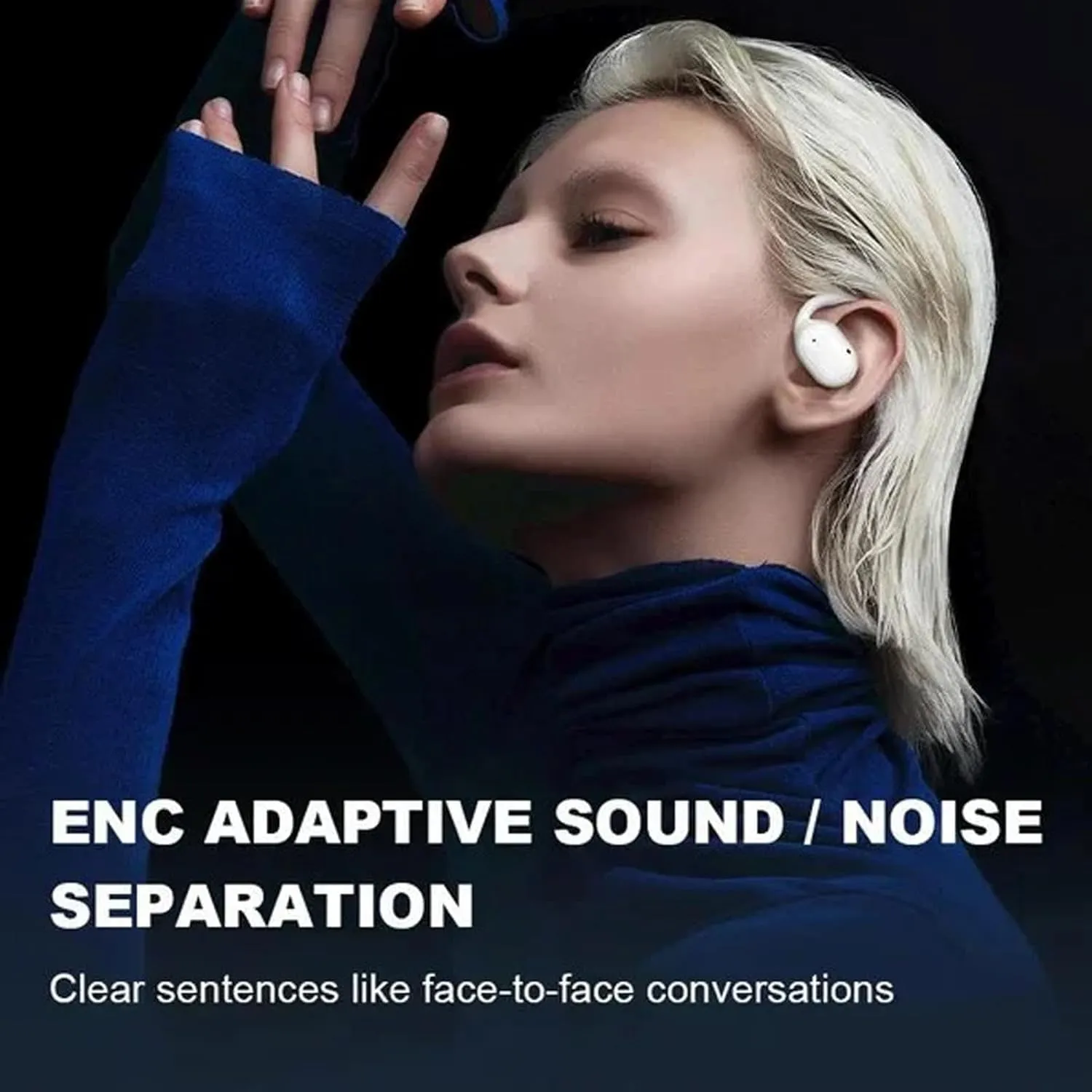 Erazer XP2 Wireless Earbuds, True Wireless Open Ear Bluetooth 5.4 Headphones With Earhooks, LED Display for Sport Running (White)