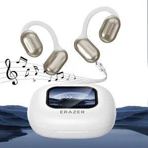 Erazer XP2 Wireless Earbuds, True Wireless Open Ear Bluetooth 5.4 Headphones With Earhooks, LED Display for Sport Running (White)