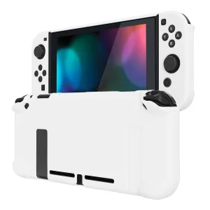 eXtremeRate PlayVital Back Cover for Nintendo Switch Console, NS Joycon Handheld Controller Separable Protector Hard Shell, Customized Dockable Protective Case for Nintendo Switch - White
