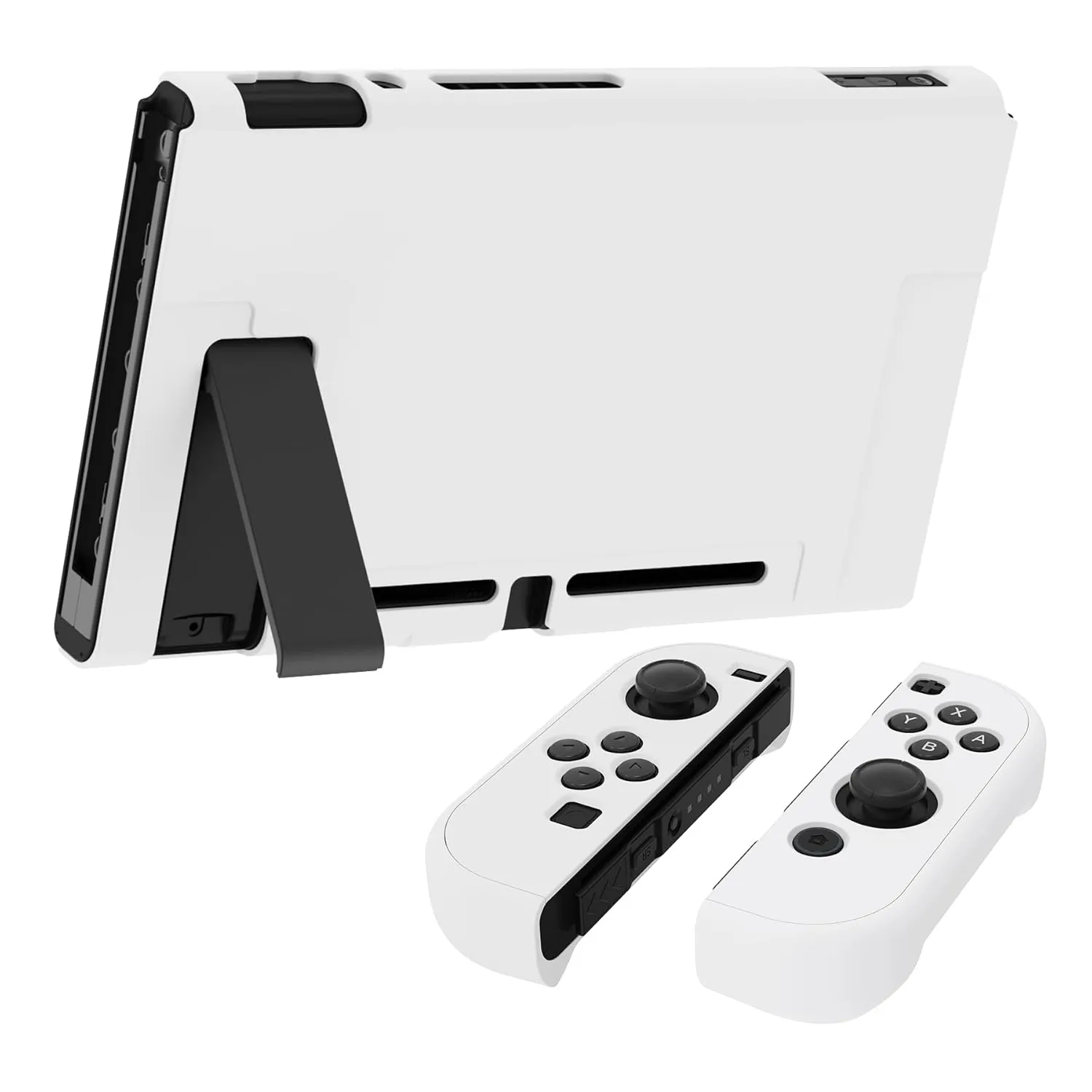 eXtremeRate PlayVital Back Cover for Nintendo Switch Console, NS Joycon Handheld Controller Separable Protector Hard Shell, Customized Dockable Protective Case for Nintendo Switch - White