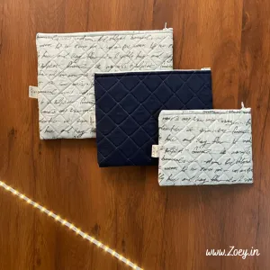 Fancy Script Quilted Pouch Set