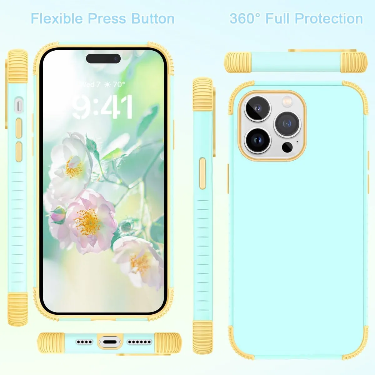 Fingic Magnetic Case for iPhone 14 Pro Max Case with MagSafe Wireless Charging Heavy Duty 2 in 1 Slim Rugged Shockproof Hybrid Hard PC Bumper Protective Boys Cover for iPhone 14 Pro Max 5G, Mint Green