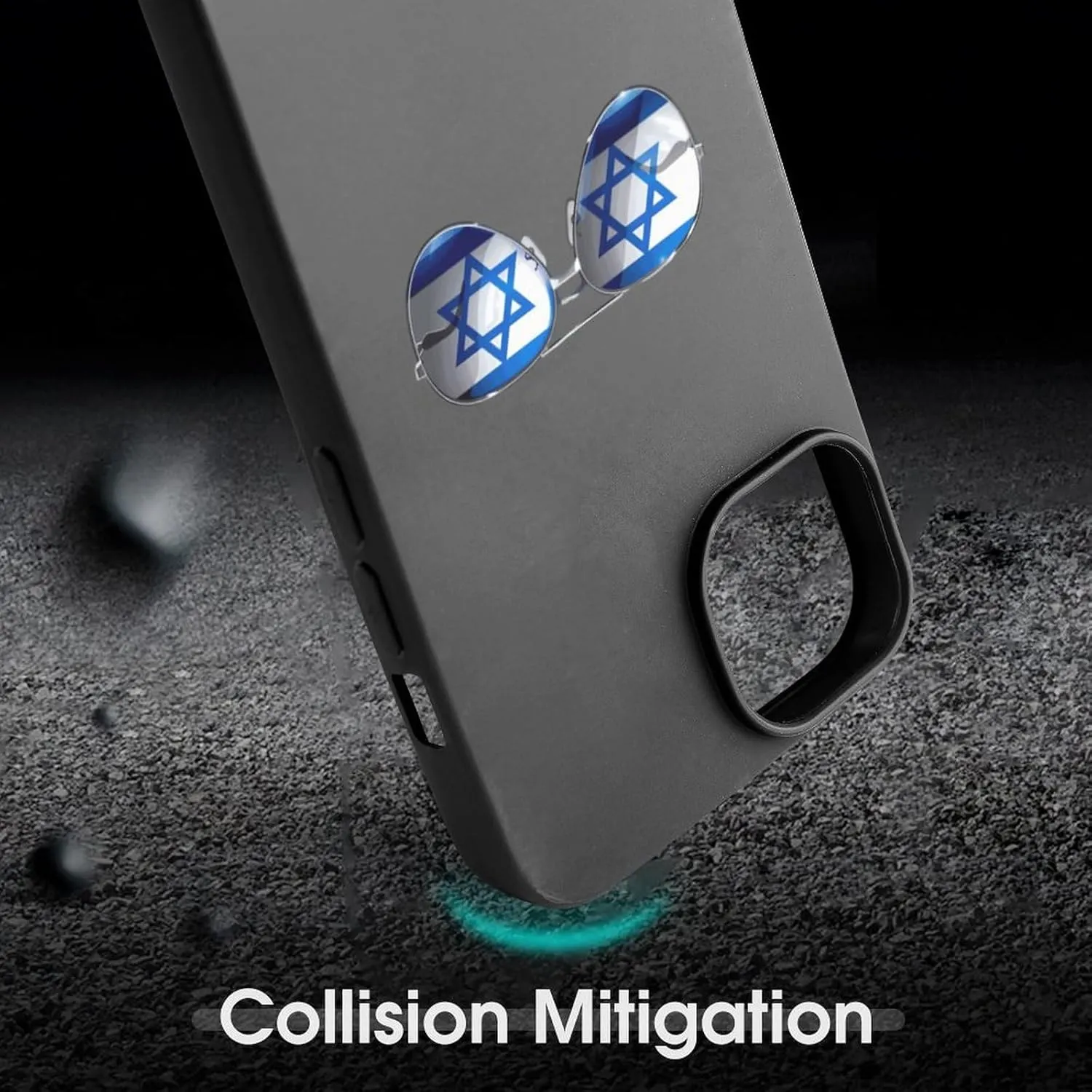 Flag Israel Glasses Phone Case Shockproof Phone Cover Non-Slip Soft Back Protective Cover Compatible with iPhone 14 iPhone 14