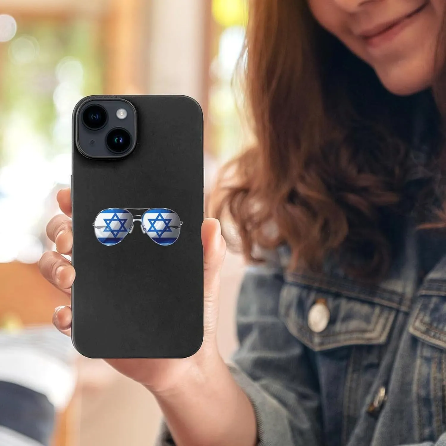Flag Israel Glasses Phone Case Shockproof Phone Cover Non-Slip Soft Back Protective Cover Compatible with iPhone 14 iPhone 14