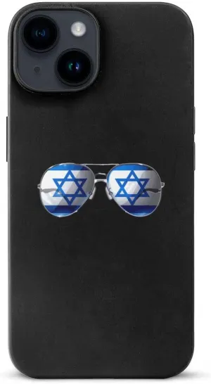 Flag Israel Glasses Phone Case Shockproof Phone Cover Non-Slip Soft Back Protective Cover Compatible with iPhone 14 iPhone 14