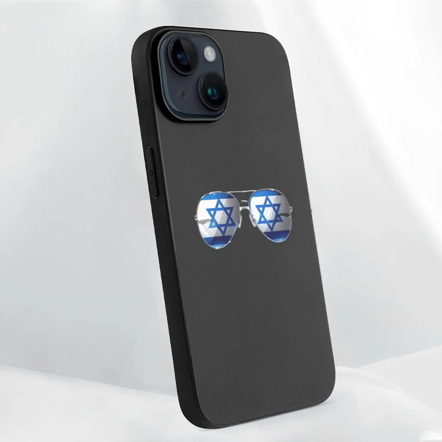Flag Israel Glasses Phone Case Shockproof Phone Cover Non-Slip Soft Back Protective Cover Compatible with iPhone 14 iPhone 14