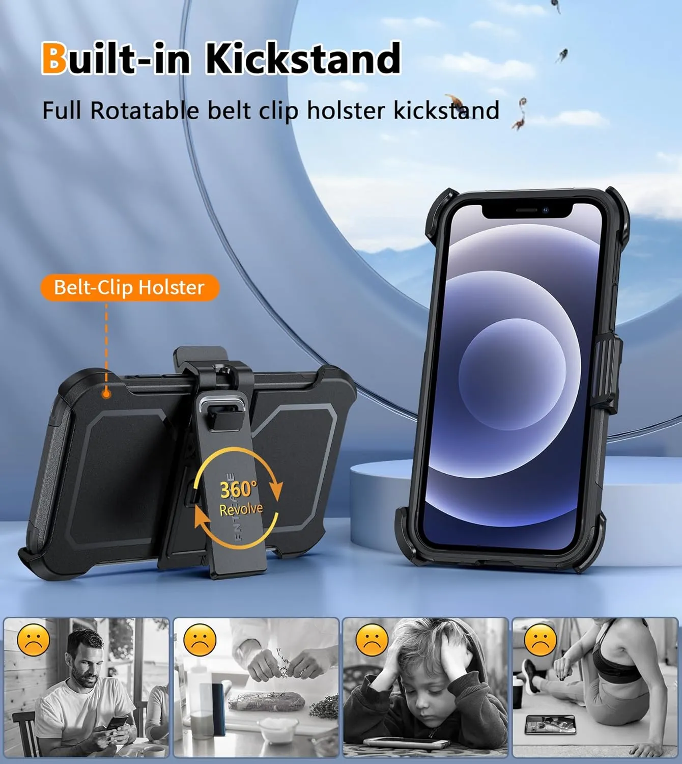 FNTCASE for iPhone 12 Magnet Case: Magnetic Dual Layer Protective Cell Phone Cover with Belt-Clip Holster | Military Grade Drop Proof Protection Durable Non Slip Textured Back Phonecase (Black)