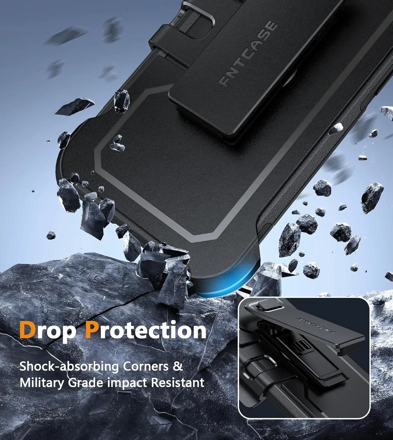 FNTCASE for iPhone 12 Magnet Case: Magnetic Dual Layer Protective Cell Phone Cover with Belt-Clip Holster | Military Grade Drop Proof Protection Durable Non Slip Textured Back Phonecase (Black)
