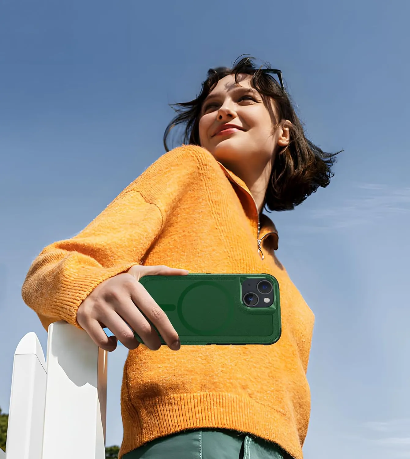 FNTCASE for iPhone 12 Mini Magnet Case: iPhone 13 Mini Magnetic Dual Layer Military Grade Drop Shockproof Protection Cell Phone Cover - Rugged Durable Heavy Duty Protective Bumper Tough (DarkGreen)