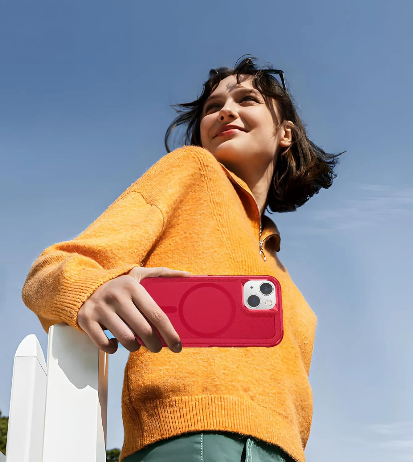 FNTCASE for iPhone 12 Mini Magnet Case: iPhone 13 Mini Magnetic Dual Layer Military Grade Drop Shockproof Protection Cell Phone Cover - Rugged Durable Heavy Duty Protective Bumper Tough (Red)