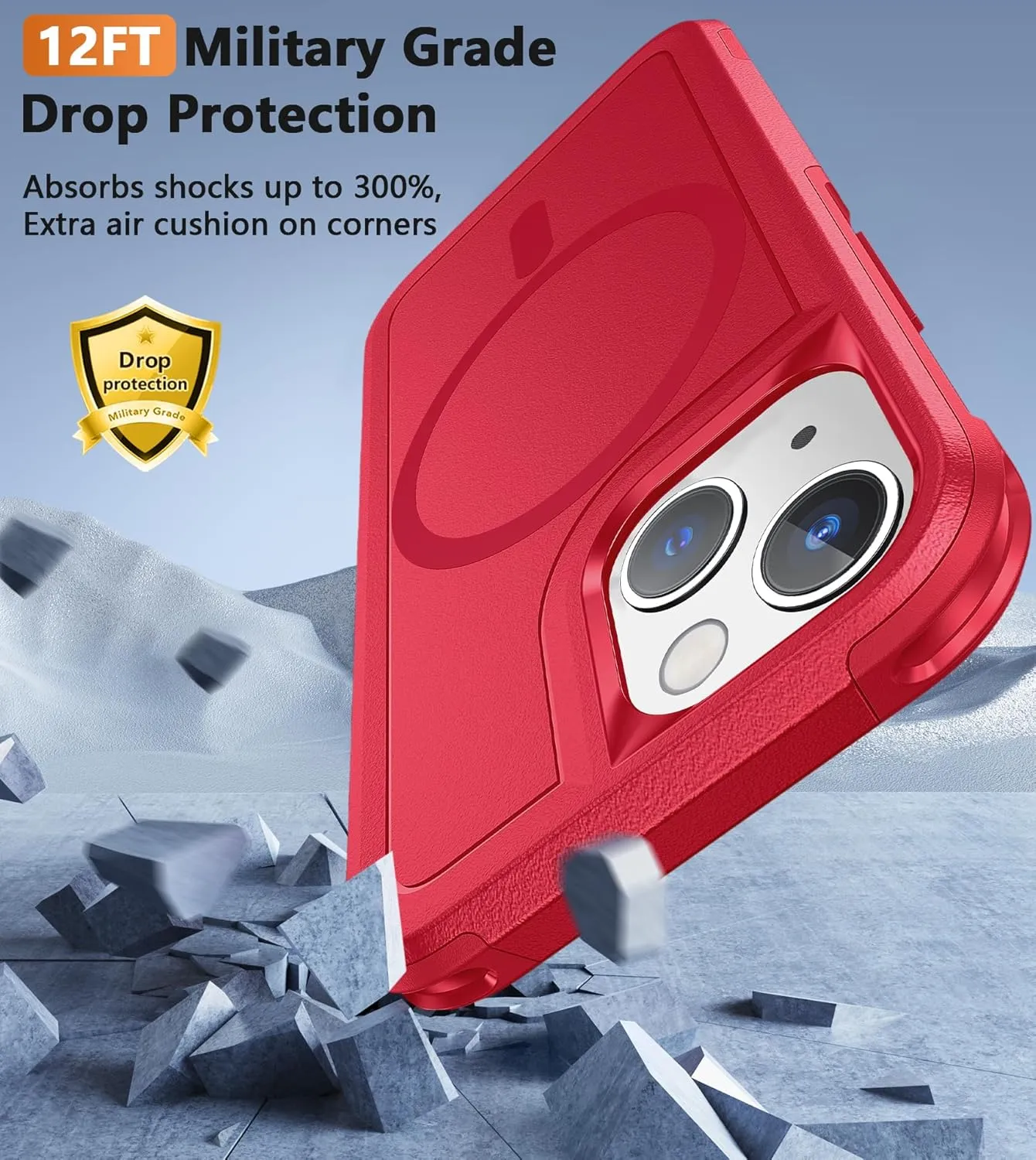 FNTCASE for iPhone 12 Mini Magnet Case: iPhone 13 Mini Magnetic Dual Layer Military Grade Drop Shockproof Protection Cell Phone Cover - Rugged Durable Heavy Duty Protective Bumper Tough (Red)