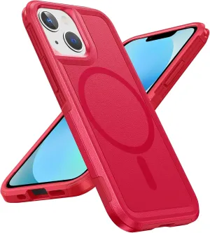 FNTCASE for iPhone 12 Mini Magnet Case: iPhone 13 Mini Magnetic Dual Layer Military Grade Drop Shockproof Protection Cell Phone Cover - Rugged Durable Heavy Duty Protective Bumper Tough (Red)