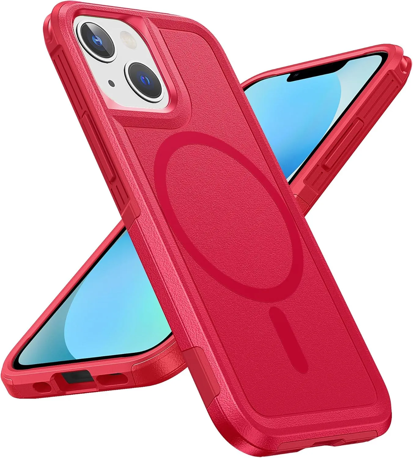 FNTCASE for iPhone 12 Mini Magnet Case: iPhone 13 Mini Magnetic Dual Layer Military Grade Drop Shockproof Protection Cell Phone Cover - Rugged Durable Heavy Duty Protective Bumper Tough (Red)