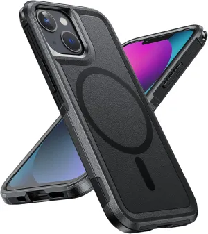 FNTCASE for iPhone 13-Mini Magnet Case: iPhone 12 Mini Magnetic Dual Layer Military Grade Drop Shockproof Protection Cell Phone Cover - Rugged Durable Heavy Duty Protective Bumper Tough (Black)
