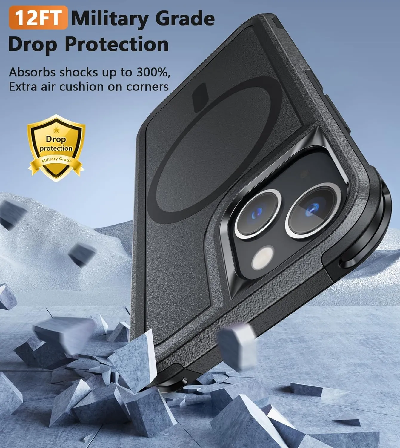 FNTCASE for iPhone 13-Mini Magnet Case: iPhone 12 Mini Magnetic Dual Layer Military Grade Drop Shockproof Protection Cell Phone Cover - Rugged Durable Heavy Duty Protective Bumper Tough (Black)