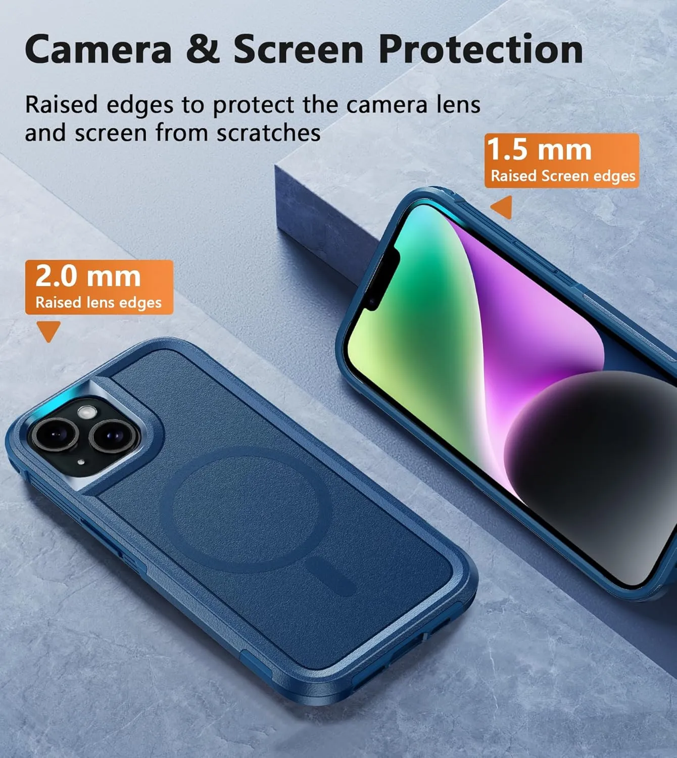 FNTCASE for iPhone 13/14 Magnet Case: iPhone 16e Magnetic Dual Layer Military Grade Drop Shockproof Protection Cell Phone Cover - Rugged Durable Heavy Duty Protective Bumper Tough Blue