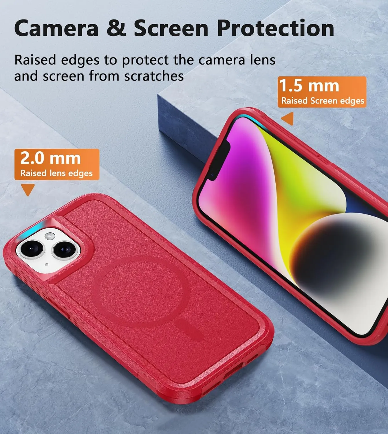 FNTCASE for iPhone 13/14 Magnet Case: iPhone 16e Magnetic Dual Layer Military Grade Drop Shockproof Protection Cell Phone Cover - Rugged Durable Heavy Duty Protective Bumper Tough Red