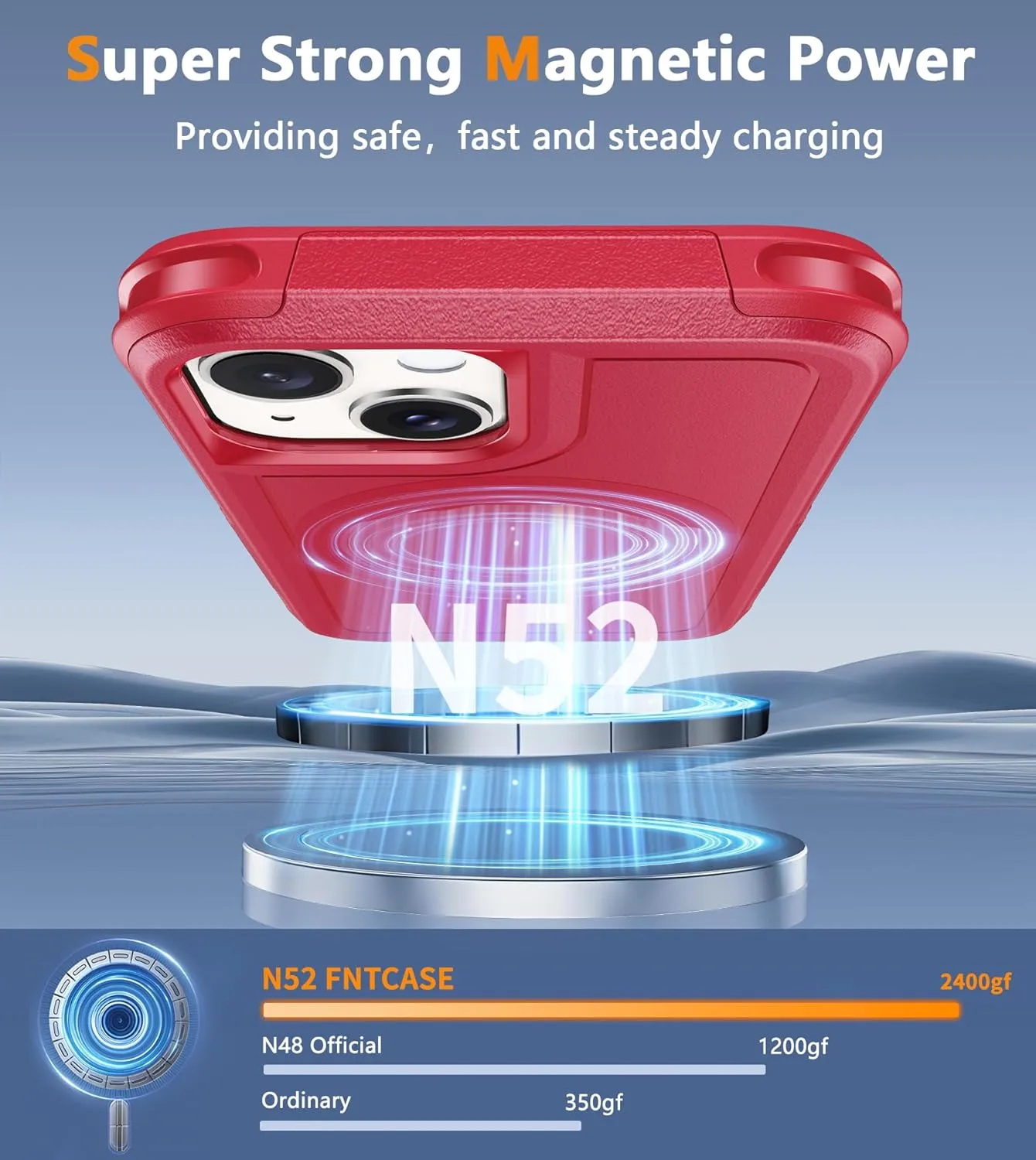 FNTCASE for iPhone 13/14 Magnet Case: iPhone 16e Magnetic Dual Layer Military Grade Drop Shockproof Protection Cell Phone Cover - Rugged Durable Heavy Duty Protective Bumper Tough Red