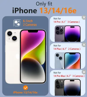 FNTCASE for iPhone 13/14 Phone Case: iPhone 16e Magnetic Translucent Matte Back Cover Metal Button Military Grade Protection Shockproof Shell Full Body Protective Slim Cell Phonecase