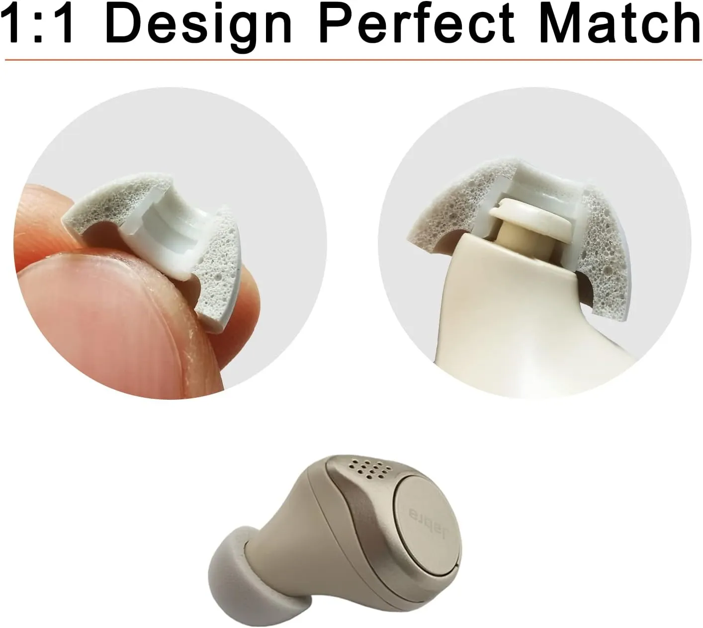 Foam Ear Tips for Jabra Elite 75t/ 65t/ Elite 3 /Active/ 7 Pro Earbuds Tips Jabra Active Elite Replacement True Wireless White 3 Pairs M