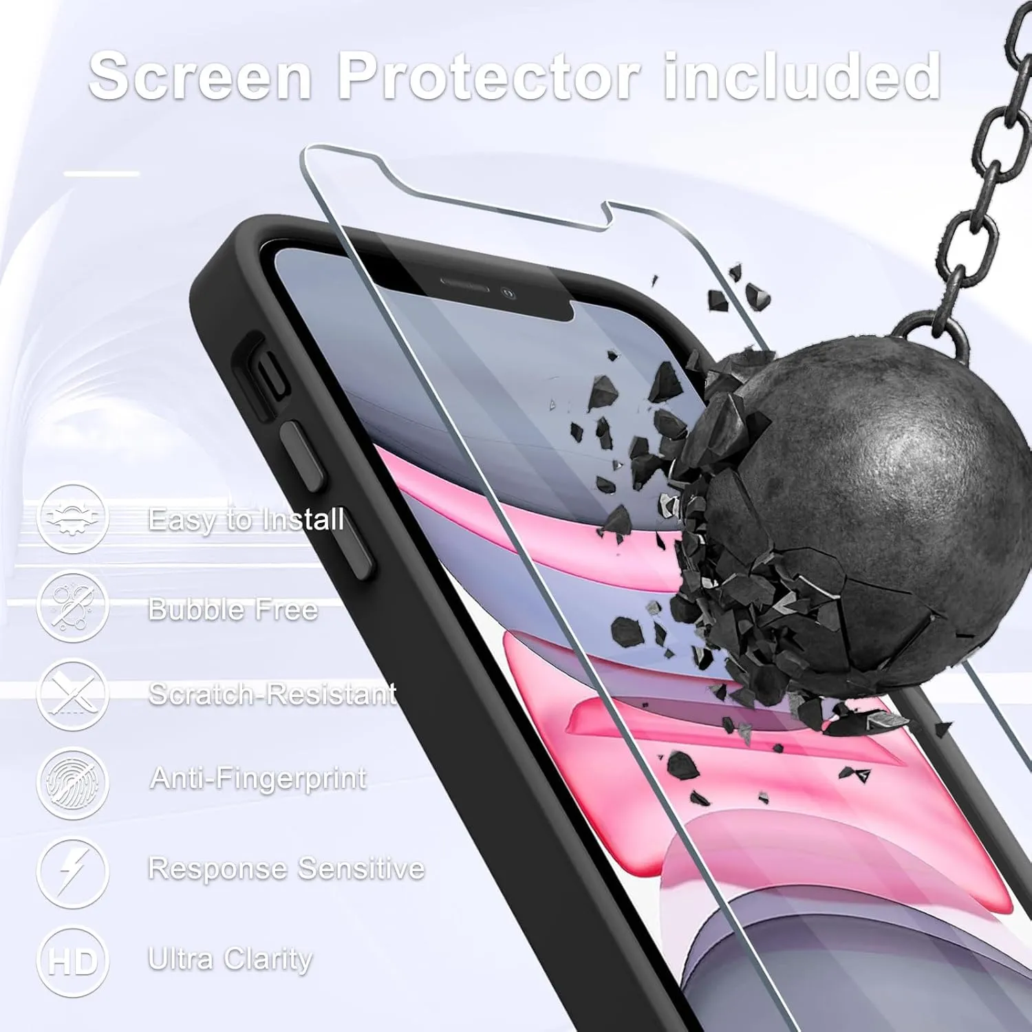 for iPhone 11 Case, Matte Magnetic Phone Case with 1 Screen Protector, Compatible with Magsafe, Translucent Frosted Slim Shockproof Protective Cover for iPhone 11 6.1 inch, Black