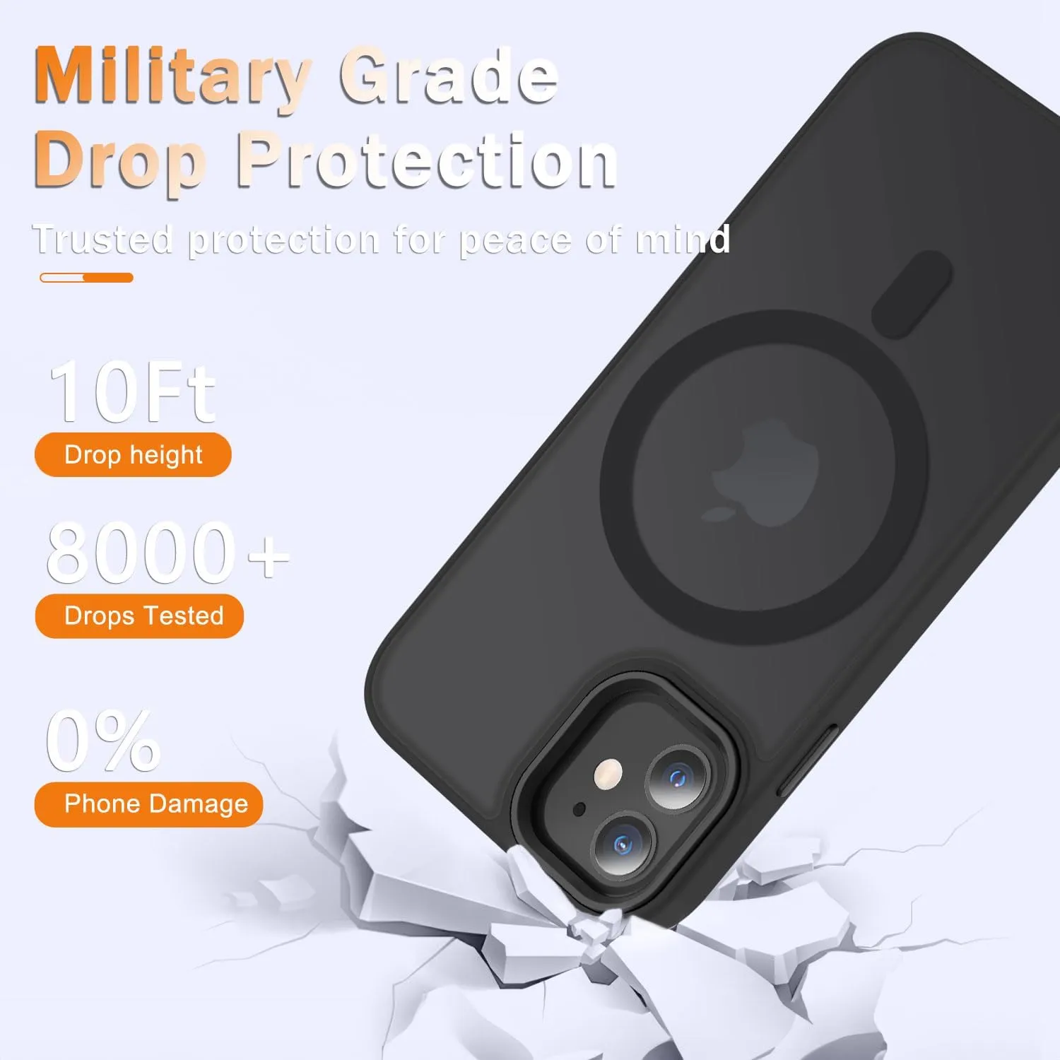 for iPhone 11 Case, Matte Magnetic Phone Case with 1 Screen Protector, Compatible with Magsafe, Translucent Frosted Slim Shockproof Protective Cover for iPhone 11 6.1 inch, Black