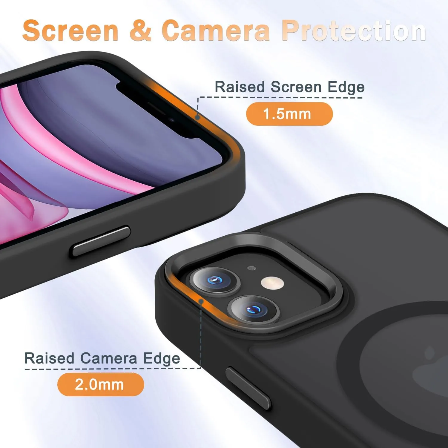 for iPhone 11 Case, Matte Magnetic Phone Case with 1 Screen Protector, Compatible with Magsafe, Translucent Frosted Slim Shockproof Protective Cover for iPhone 11 6.1 inch, Black