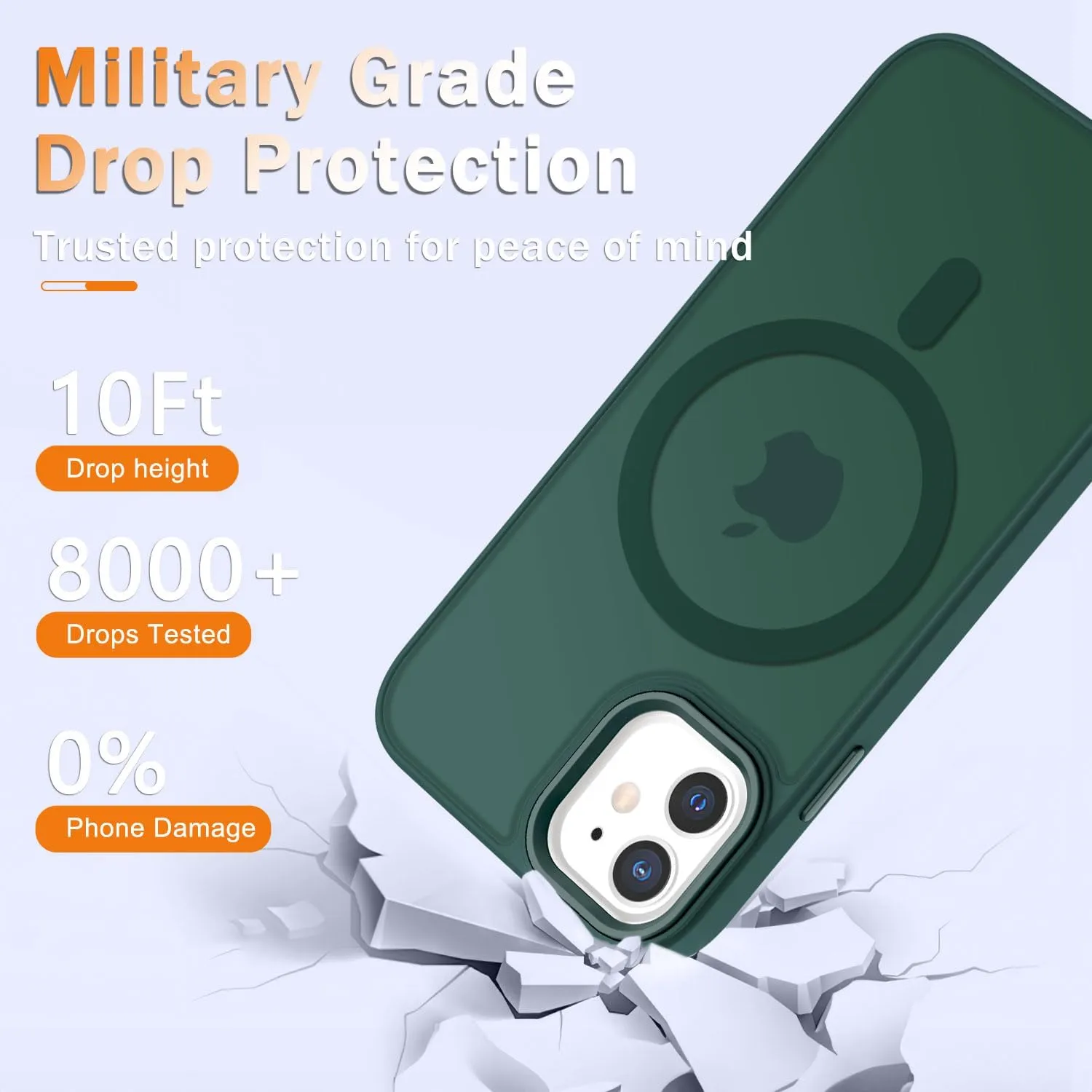 for iPhone 11 Case, Matte Magnetic Phone Case with 1 Screen Protector, Compatible with Magsafe, Translucent Frosted Slim Shockproof Protective Cover for iPhone 11 6.1 inch, Dark Green